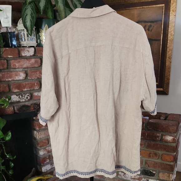 Abercrombie & Fitch Linen Blend Embroidered Button Up Shirt - Picture 6 of 13